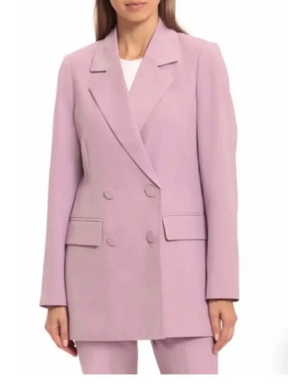 7 For All Mankind Double-Breasted Boyfriend Lilac Blazer Jacket - Women's